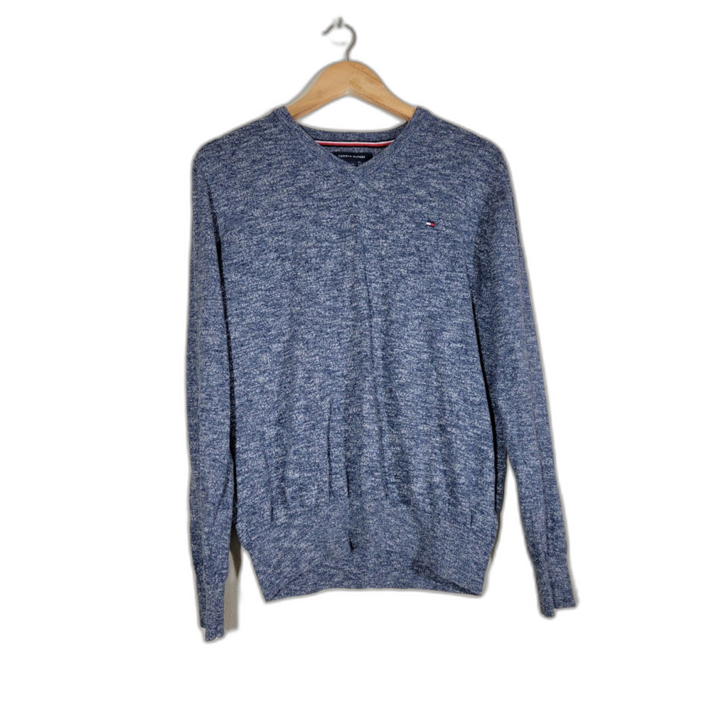 Tommy Hilfiger Blue V-neck Men's Sweater - Large